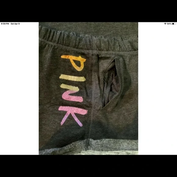 NEW VICTORIAS SECRET PINK BLING FULL XI HOODIE & SHORTS SET